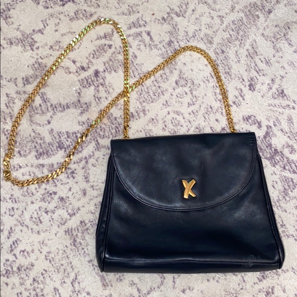 VTG Paloma Picasso Black Leather Crossbody Bag